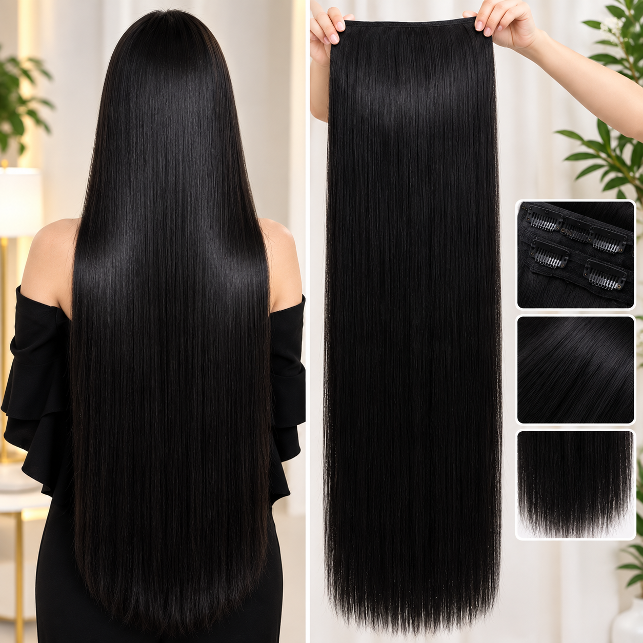 ৪০ ইঞ্চি ৫ ক্লিপ ন্যাচারাল ব্ল্যাক কালার 
