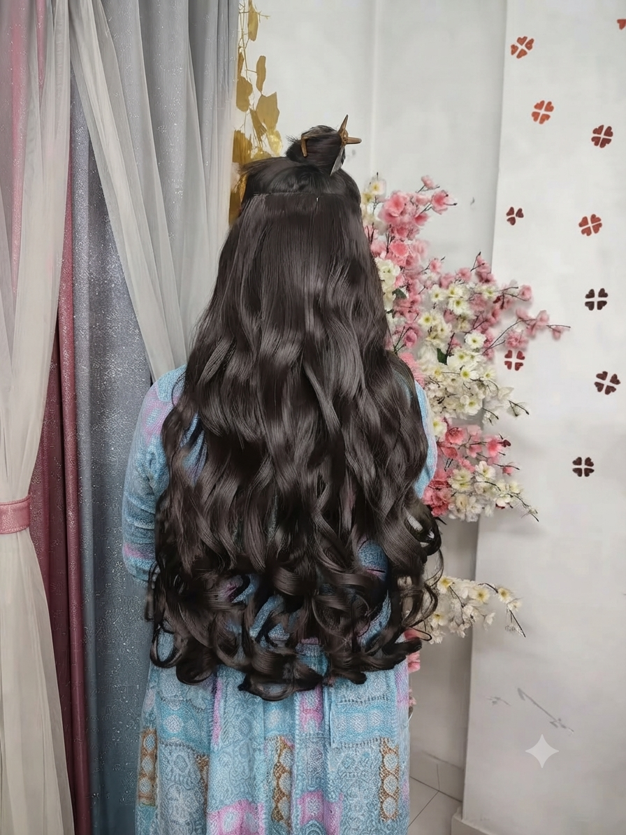 ৩০ ইঞ্চি ৫ ক্লিপ ন্যাচারাল ব্ল্যাক কার্লি হেয়ার